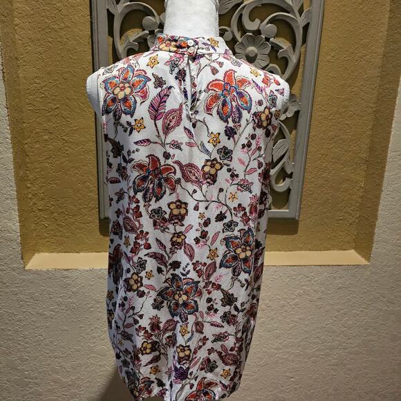J Jill M Floral Mock Neck Tank Top Sleeveless Blouse Boho Cottagecore Romantic - Picture 4 of 9